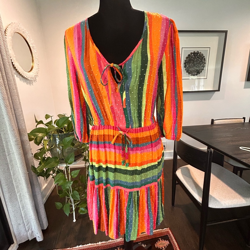 FARM Rio Vibrant Multicolor Long Sleeve Dress Cover Up